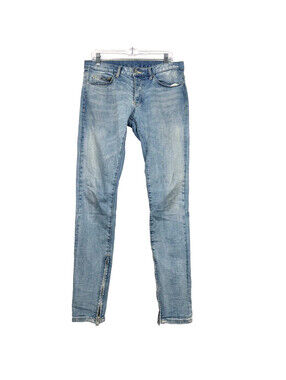 MNML Mens 31x32 Ankle Zip Slim Skinny Fit Stretch Button Fly Denimn Jeans